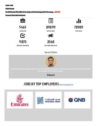 JOBS BY TOP EMPLOYERS View Companies List
Location - Dubai
Position Summary:
The Chief Information O cer (CIO) leads the s...