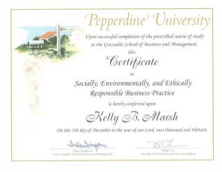 Pepperdine Socially, Environmentally, and Ethically Responsible Business Practice certificate SEER﻿