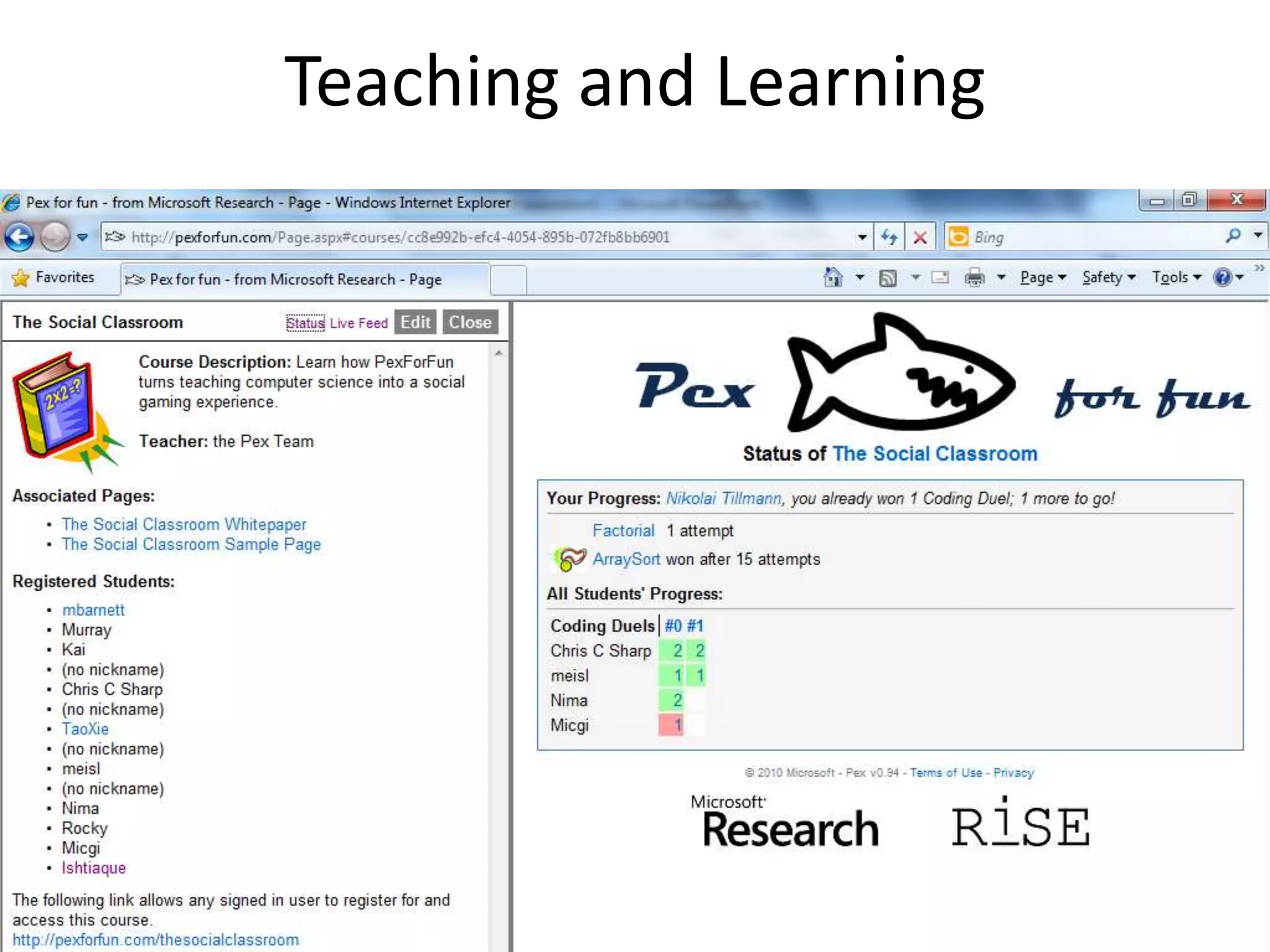 Teaching and Learning 
 