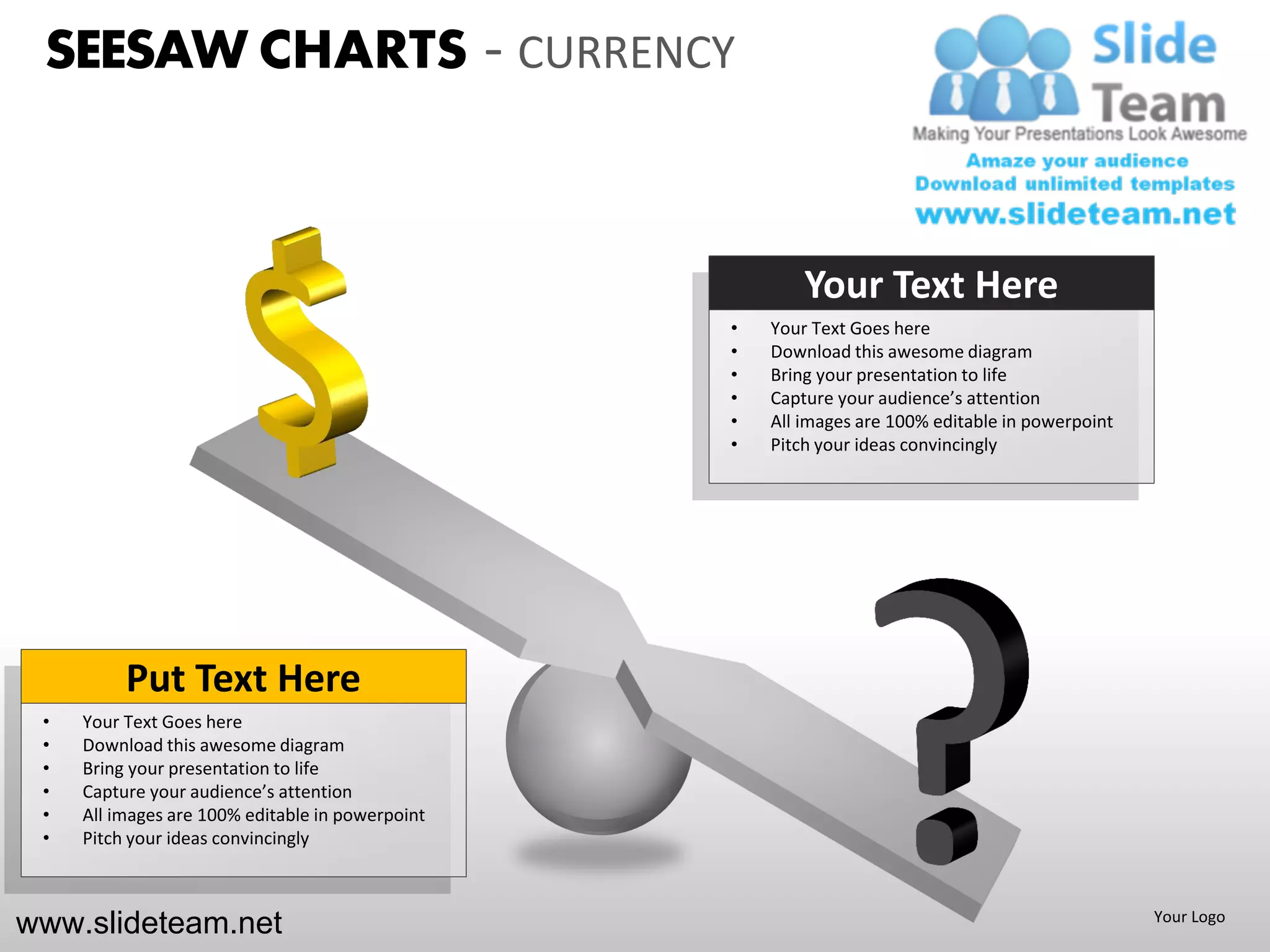 Seesaw charts comparision money currency powerpoint presentation ...