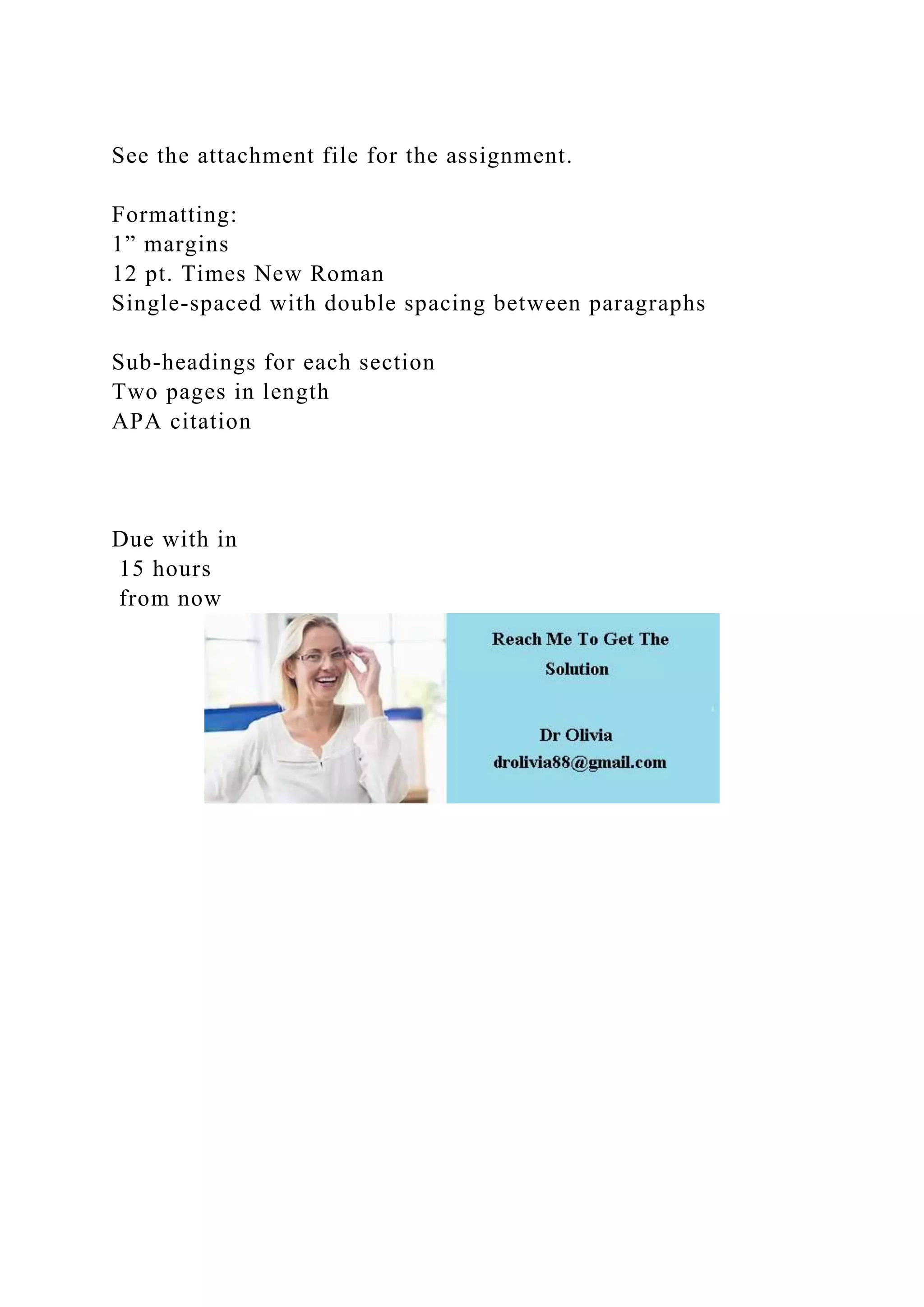 Sub Assignment See the attachment file for the assignment.Formatting1” margi.docx