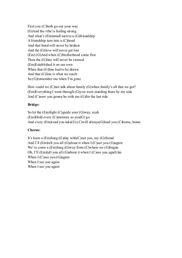 See You Again Lyrics See You Again Lyrics