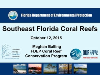 Southeast Florida Coral Reefs
October 12, 2015
Meghan Balling
FDEP Coral Reef
Conservation Program
 