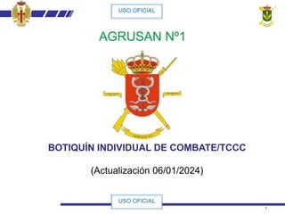 1
BOTIQUÍN INDIVIDUAL DE COMBATE/TCCC
(Actualización 06/01/2024)
AGRUSAN Nº1
 
