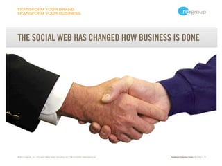 TRANSFORM YOUR BRAND.
TRANSFORM YOUR BUSINESS.




THE SOCIAL WEB HAS CHANGED HOW BUSINESS IS DONE




©2011 re:group, inc...