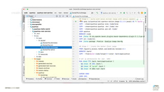 create native image
executable
(native)
containerize native image
docker container
(ubi/distroless)
 