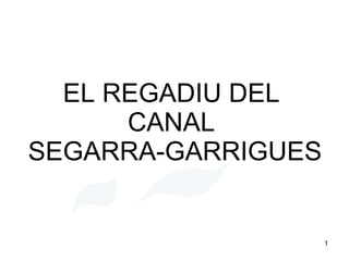 EL REGADIU DEL  CANAL  SEGARRA-GARRIGUES 