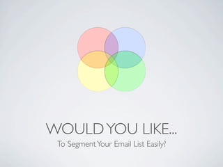 WOULD YOU LIKE...
 To Segment Your Email List Easily?
 