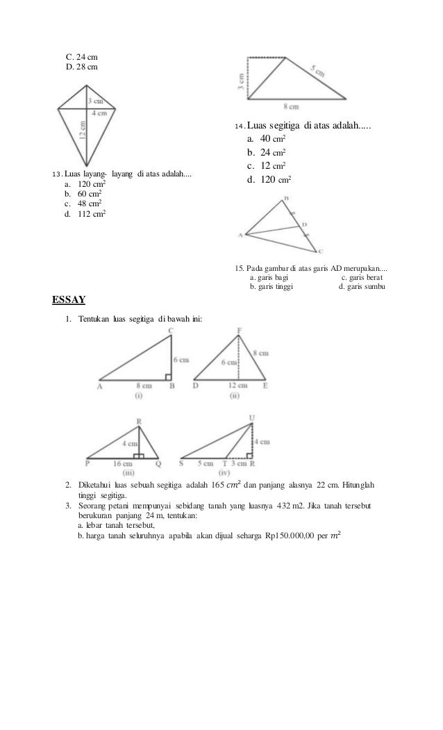 Soal segitiga dan segiempat smp kelas 7