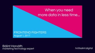 Bálint Horváth
marketing technology expert
When you need
more data in less time...
FRONTEND FIGHTERS
August 1, 2017
hi@balint.digital
 