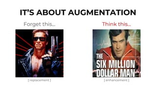 IT’S ABOUT AUGMENTATION
Forget this... Think this...
[ replacement ] [ enhancement ]
 