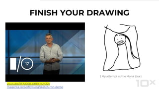 FINISH YOUR DRAWING
youtu.be/2FAjQ6R_bf0?t=4m22s
magenta.tensorflow.org/sketch-rnn-demo
( My attempt at the Mona Lisa )
 