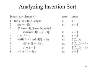 36
Analyzing Insertion Sort
 
