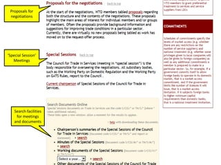 Proposals for 
negotiations 
‘Special Session’ 
Meetings 
Search facilities 
for meetings 
and documents 
 