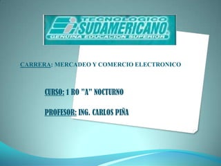 CARRERA: MERCADEO Y COMERCIO ELECTRONICO CURSO: 1 RO ”A” NOCTURNO PROFESOR: ING. CARLOS PIÑA 
