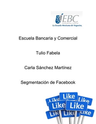 Escuela Bancaria y Comercial
Tulio Fabela
Carla Sánchez Martínez
Segmentación de Facebook
 