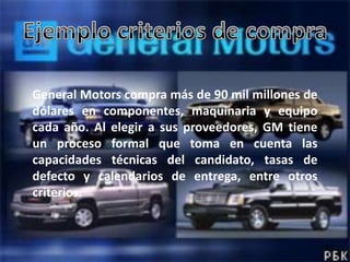 Procedimiento de compraLos mercados de negocios suelen  segmentarse de acuerdo a criterios geográficos (regiones, ubicaciones). Por ejemplo, las compañías que exportan recursos naturales se instalan en cercanías para reducir al mínimo los costos de envío.  Las compañías también segmentan los mercados internacionales por regiones. Por ejemplo, al considerar los países en vías de desarrollo, una empresa podría estudiar la confiabilidad de los servicios públicos, la calidad del sistema de transporte y la modernización de la estructura de distribución al decidir donde ampliar sus operaciones.Ubicación de los clientesOtras industrias se concentran en una región simplemente porque las empresas más nuevas surgen de las compañías pioneras o decide situarse cerca., eligen instalarse cerca y enfocar sus esfuerzos regionalmente.