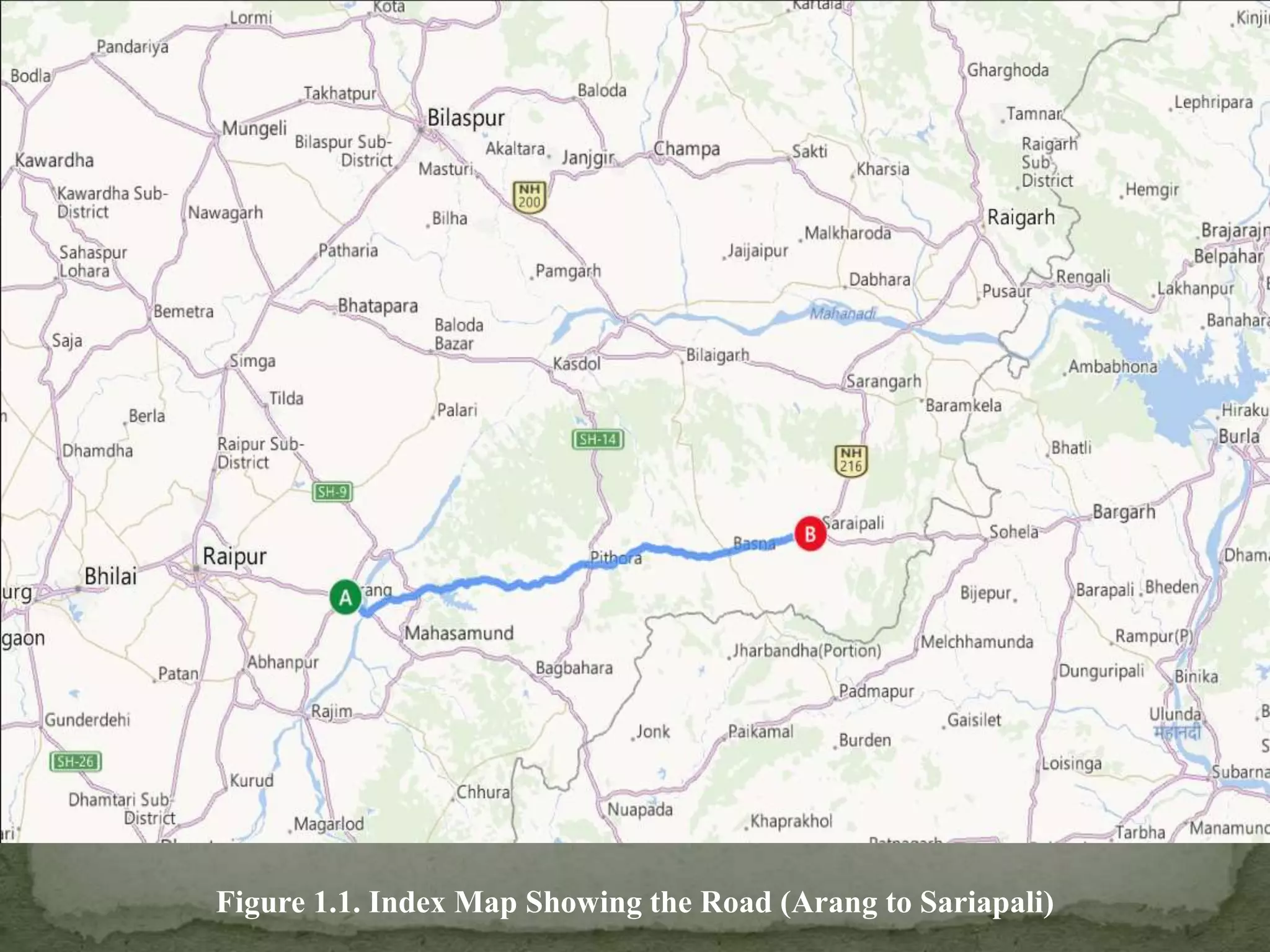 Figure 1.1. Index Map Showing the Road (Arang to Sariapali)
 