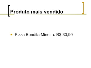 Produto mais vendido Pizza Bendita Mineira: R$ 33,90 