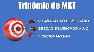 SEGMENTAÇÃO DE MERCADO
SELEÇÃO DE MERCADO ALVO
POSICIONAMENTO
Trinômio de MKT
 