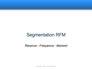 Segmentation RFM Récence - Fréquence - Montant 