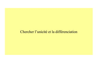Chercher l’unicité et la différenciation

 