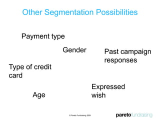 Pareto Principle – focusing where it matters  80%© Pareto Fundraising 2009