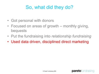 So, what did they do?Got personal with donors