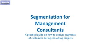 1
Segmentation for
Management
Consultants
A practical guide on how to analyze segments
of customers during consulting projects
 