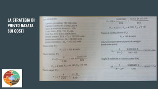 LA STRATEGIA DI
PREZZO BASATA
SUI COSTI
 