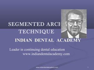 SEGMENTED ARCH
TECHNIQUE
INDIAN DENTAL ACADEMY
Leader in continuing dental education
www.indiandentalacademy.com

www.indiandentalacademy.com

1

 