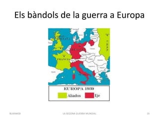 Els bàndols de la guerra a Europa
LA SEGONA GUERRA MUNDIAL 19BUXAWEB
 