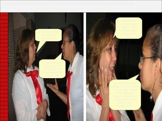 Algumas horas mais tarde, Regininha volta para a Associação e procura Dona Olga, conta tudo o que viu... O que você está me dizendo Regininha? É verdade Dona Olga, eu juro! Eu a segui e vi tudo, ela enganou a todas nós. Mas ela me parecia uma pessoa tão correta, como pôde mentir tanto? Se a senhora quiser posso leva-la amanhã na casa dela, quem sabe ela possa explicar, embora eu duvide que isso tenha uma explicação. 