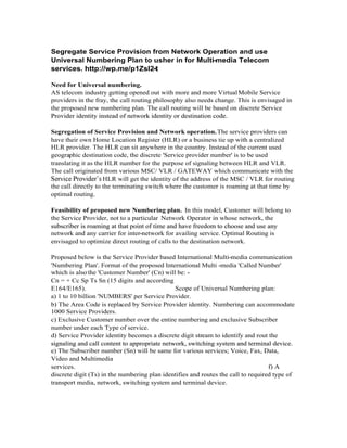 Segregtion of telecom network operation and service provision | PDF