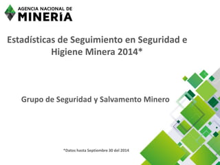 Estadísticas de Seguimiento en Seguridad e Higiene Minera 2014* 
Grupo de Seguridad y Salvamento Minero 
*Datos hasta Septiembre 30 del 2014  