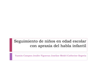 Seguimiento de niños en edad escolar
con apraxia del habla infantil
Yazmín Campos-Jenifer Figueroa-Joseline Medel-Catherine Segovia
 