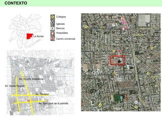CONTEXTO Av. Vicuña Mackenna Av. Santa Raquel Av. Trinidad Av. San José de la estrella Colegios  Iglesias  Bancos  Hospitales  Centro comercial La florida 