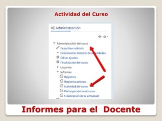 Informes para el Docente
Actividad del Curso
 