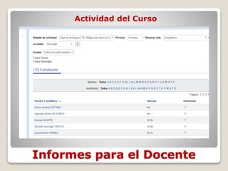 Informes para el Docente
Actividad del Curso
 