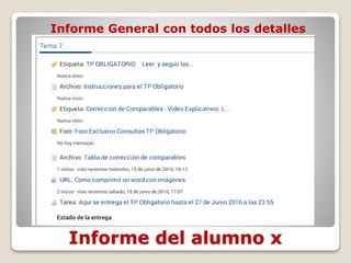 Informe del alumno x
Informe General con todos los detalles
 