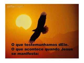 O que testemunhamos dEle.
O que acontece quando Jesus
se manifesta:
 