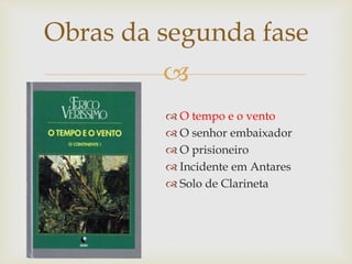 
 O tempo e o vento
 O senhor embaixador
 O prisioneiro
 Incidente em Antares
 Solo de Clarineta
Obras da segunda fase
 