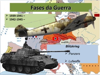  1939-1941 –
 1942-1945 –
Prof. Douglas Barraqui
www.dougnahistoria.blogspot.com.br
Fases da GuerraFases da Guerra
Blitzkrieg
 Panzers
 Lufwaffe
 