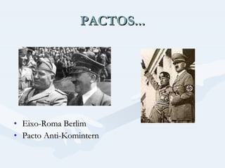 PACTOS... Eixo-Roma Berlim Pacto Anti-Komintern 