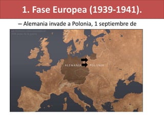 1. Fase Europea (1939-1941).
– Alemania invade a Polonia, 1 septiembre de
1939
 