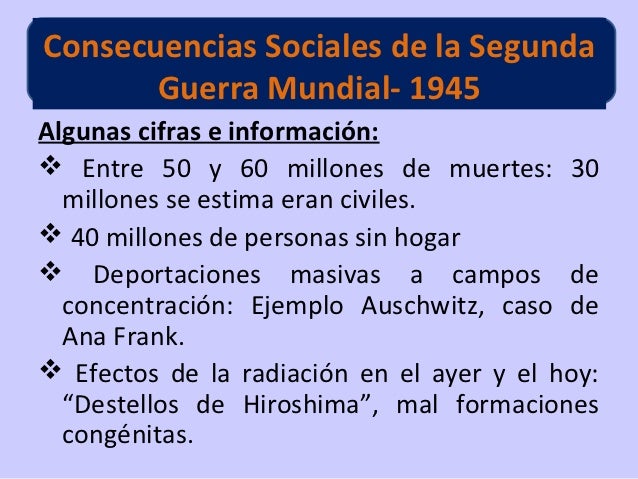 La Segunda Guerra Mundial Consecuencias Sociales