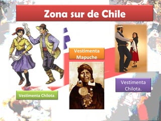 Zona sur de Chile


                      Vestimenta
                       Mapuche



                                   Vestimenta
                                    Chilota.
Vestimenta Chilota.
 
