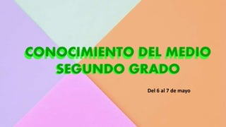 CONOCIMIENTO DEL MEDIO
SEGUNDO GRADO
Del 6 al 7 de mayo
CONOCIMIENTO DEL MEDIO
SEGUNDO GRADO
 