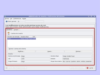 Preferencias del sistema - Usuarios 