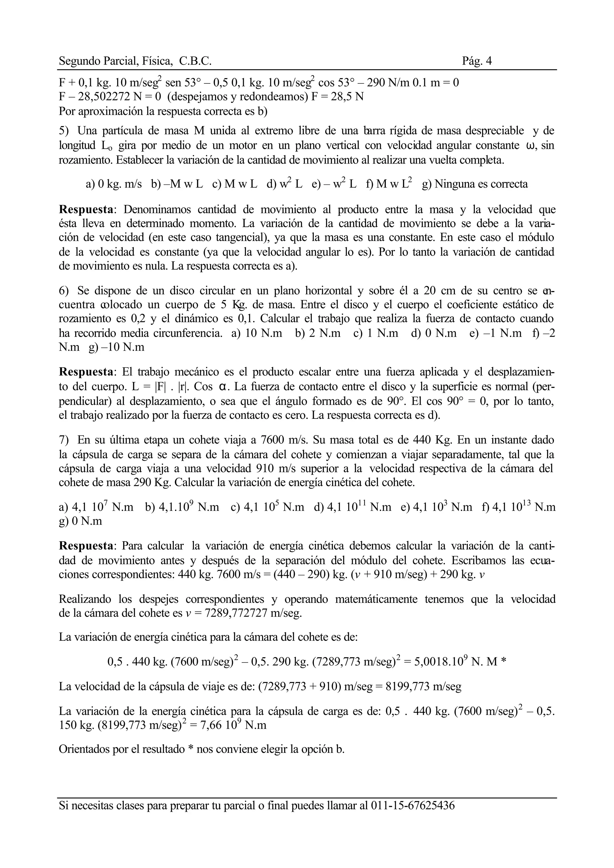 segundo parcial de fisica del cbc | PDF